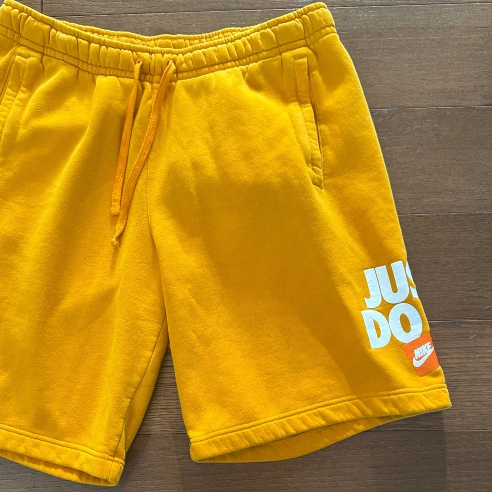 Nike Men's Bright Yellow 'Just Do It' Fleece Athletic Shorts